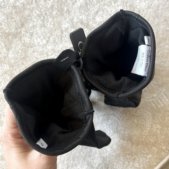 Brand New Calvin Klein Full Grain Goat Leather Tech Gloves Touchscreen Black - Picture 12 of 14